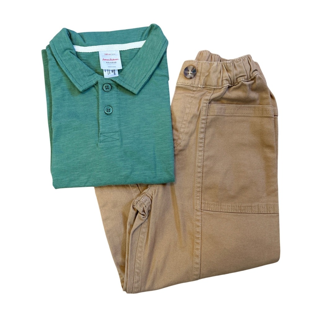 Hanna Andersson Size 4 Polo‎ Khakis Boys Bundle NWT